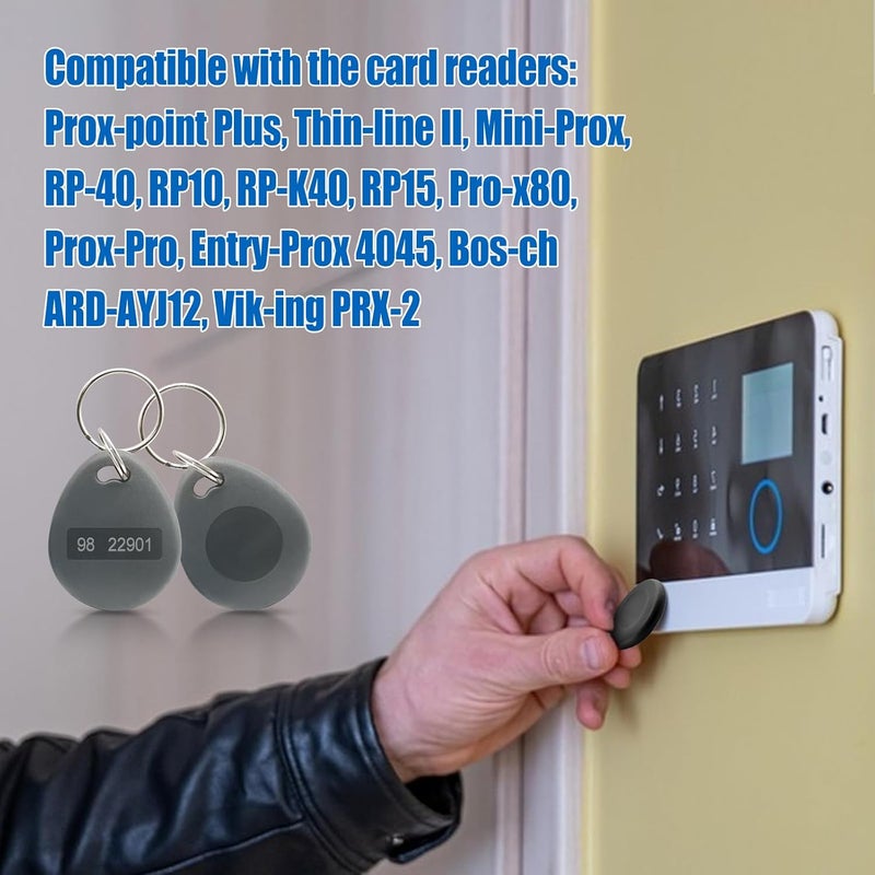 dcvbny 50PCS 26 bit Prox Keyfobs Proximity Fob Frequency 125KHZ H-ID Compatible with Prox Key ISOProx 1326 1346 1386 H10301 Card Reader,Isoprox Contactless Keyfobs for Majority of Access Control Systems,Grey - Image 3